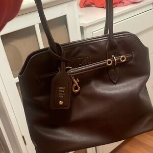 Miu Miu Brown Shoulder Bag with Gold Accents